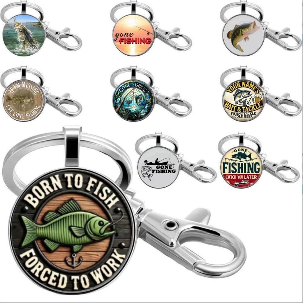 Conjunto de pingentes de chaveiro Fishing Born to Fish