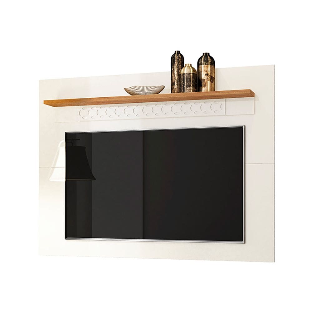 Painel Home Win para TV até 65 Polegadas Off White Coral Liberty Móveis 160cm com Prateleira