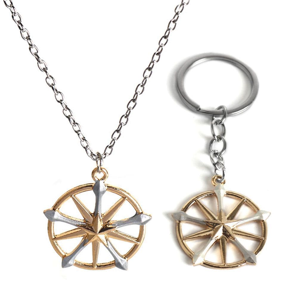 Conjunto de colar e chaveiro Bleach Quincy Cross Star Anime Gif