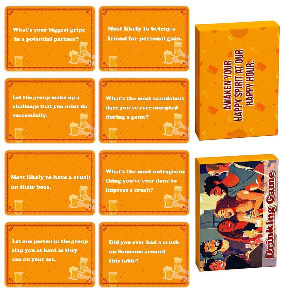 Drinking Party Game Cards Funny Challenge Deck Orange