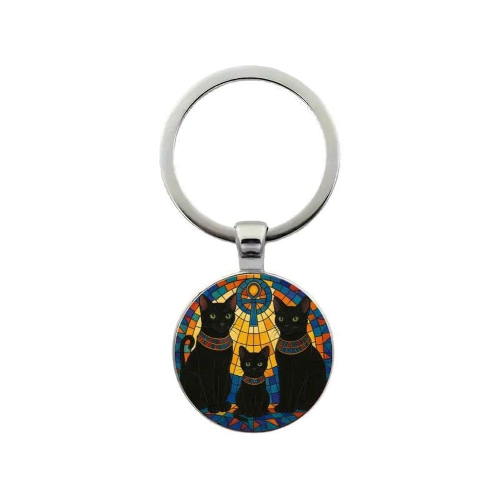 Chaveiro, faraó egípcio e gato preto, presente