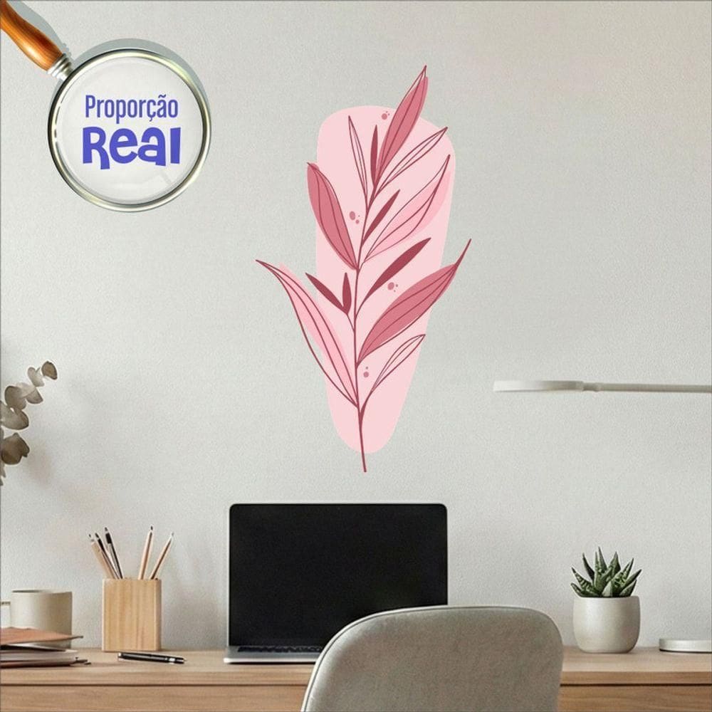 Adesivo Floral Boho Rosa Estilo Nórdico 31x60 Minimalista Mod.03