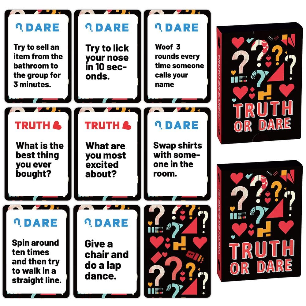 Jogo de cartas Truth or Dare Party 50 Fun Challenge Cards