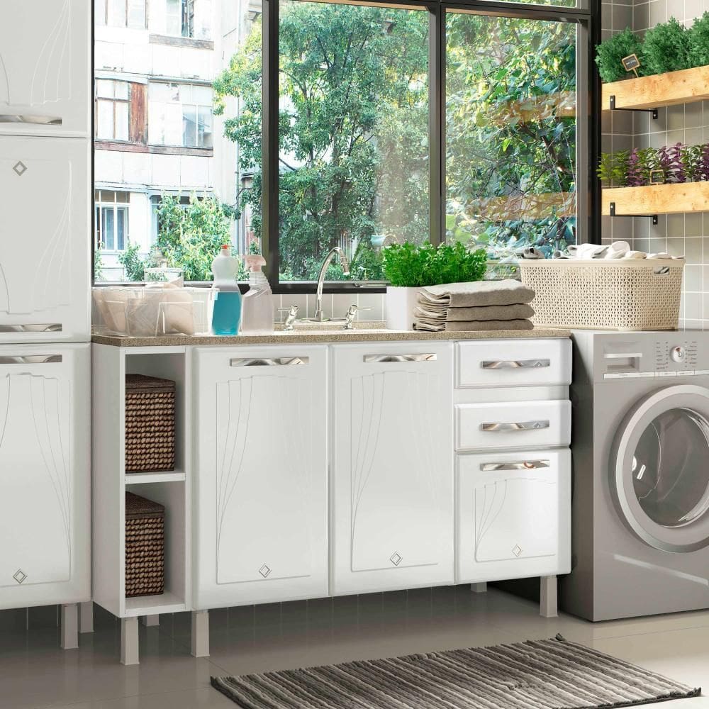 Balcao Triplo 1400Mm C/Nicho 2Gv S/Tam Star New Branco