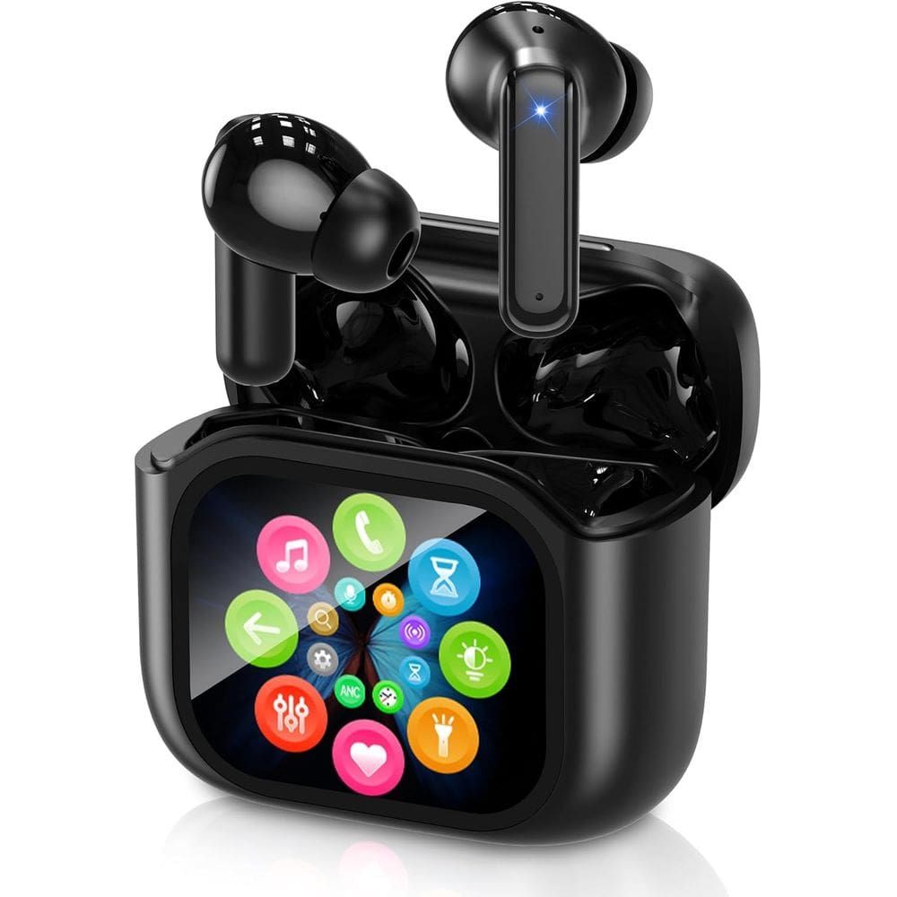 Fones de ouvido Translation AI com capa de tela sensível ao toque preta