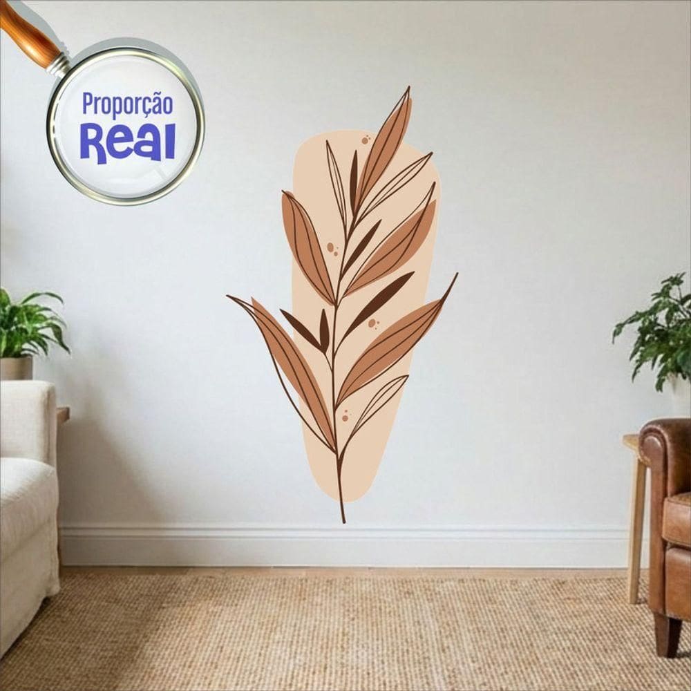 Adesivo Floral Boho Marrom Estilo Nórdico 63x120 Minimalista Mod.03