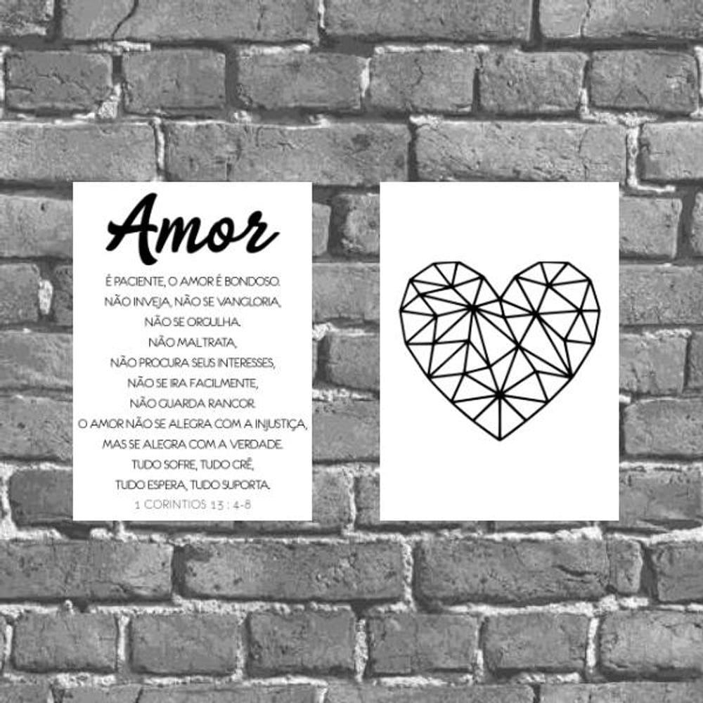 Kit 2 Placas Decorativas Amor Corintios 18x27cm