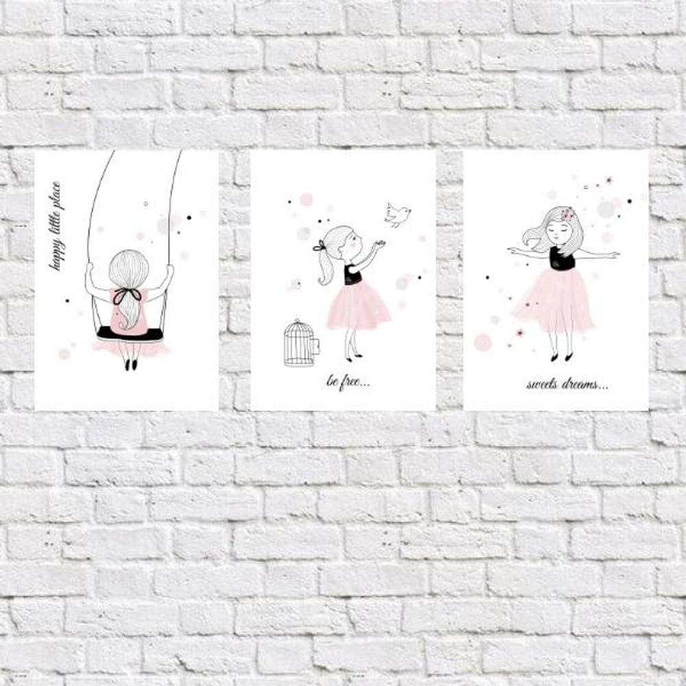 Kit 3 Placas Infantis Sweet Dreams 18x27cm