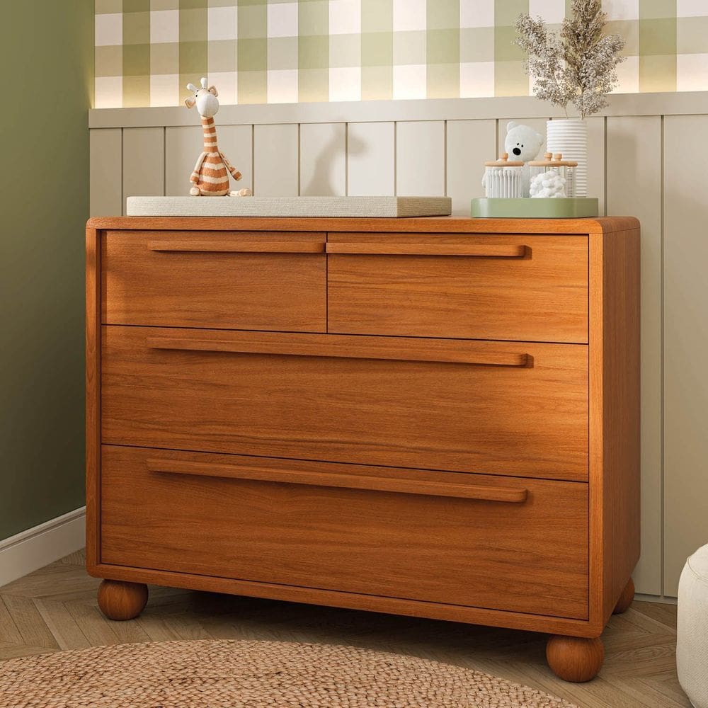 Cômoda com 4 Gavetas em Madeira Maciça Orbi Casatema Madeiraoriginals Canela
