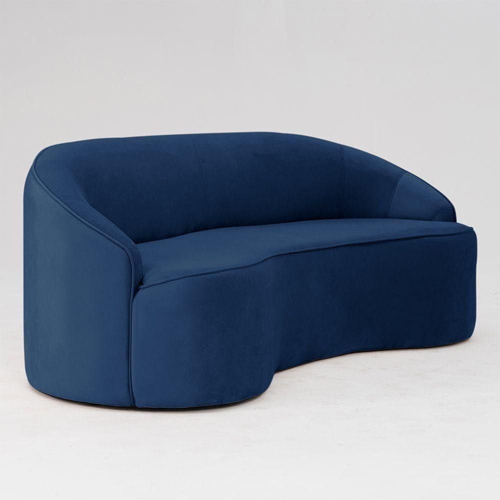 Sofá Curvo Montserrat 230cm 04 Lugares Veludo Azul Clássico - Nexta Casa