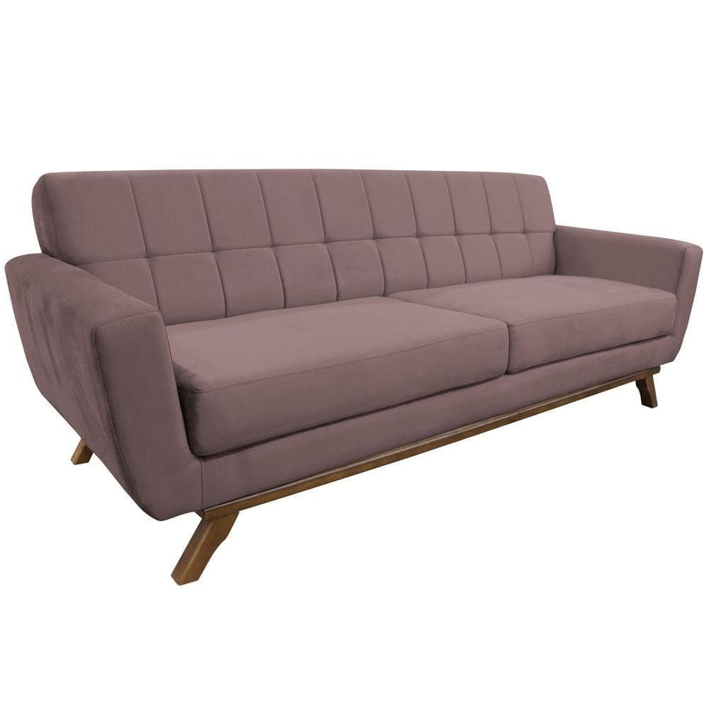 Sofá 04 Lugares 230cm Miami Base Madeira Veludo Rosê - Nexta Casa