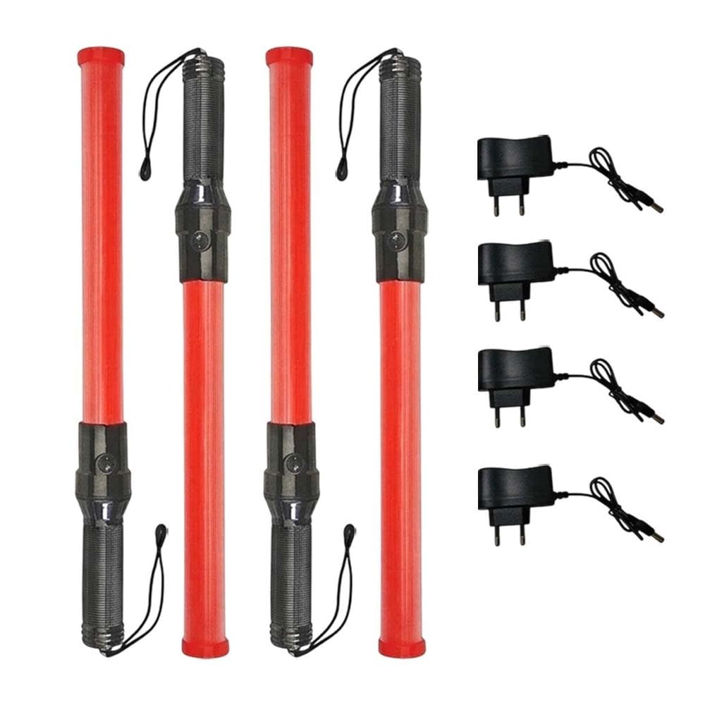 Bastao Sinalizador Recarregavel Kit 4 Uni Transito Fiscal Obra Seguranca Flanelinha Guarda Engarrafamento