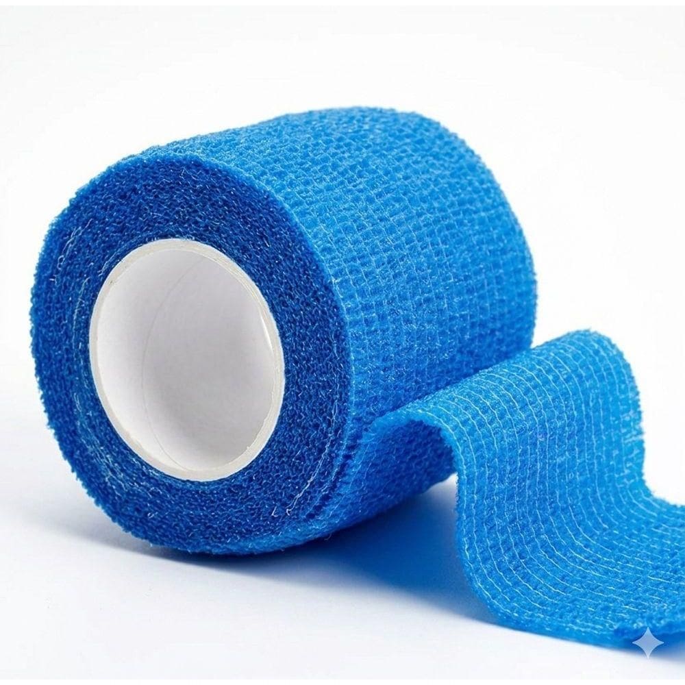 Fita Não Adesiva Bandagem Atlética Proteção Lesão Elástica Cor Azul - Wm
