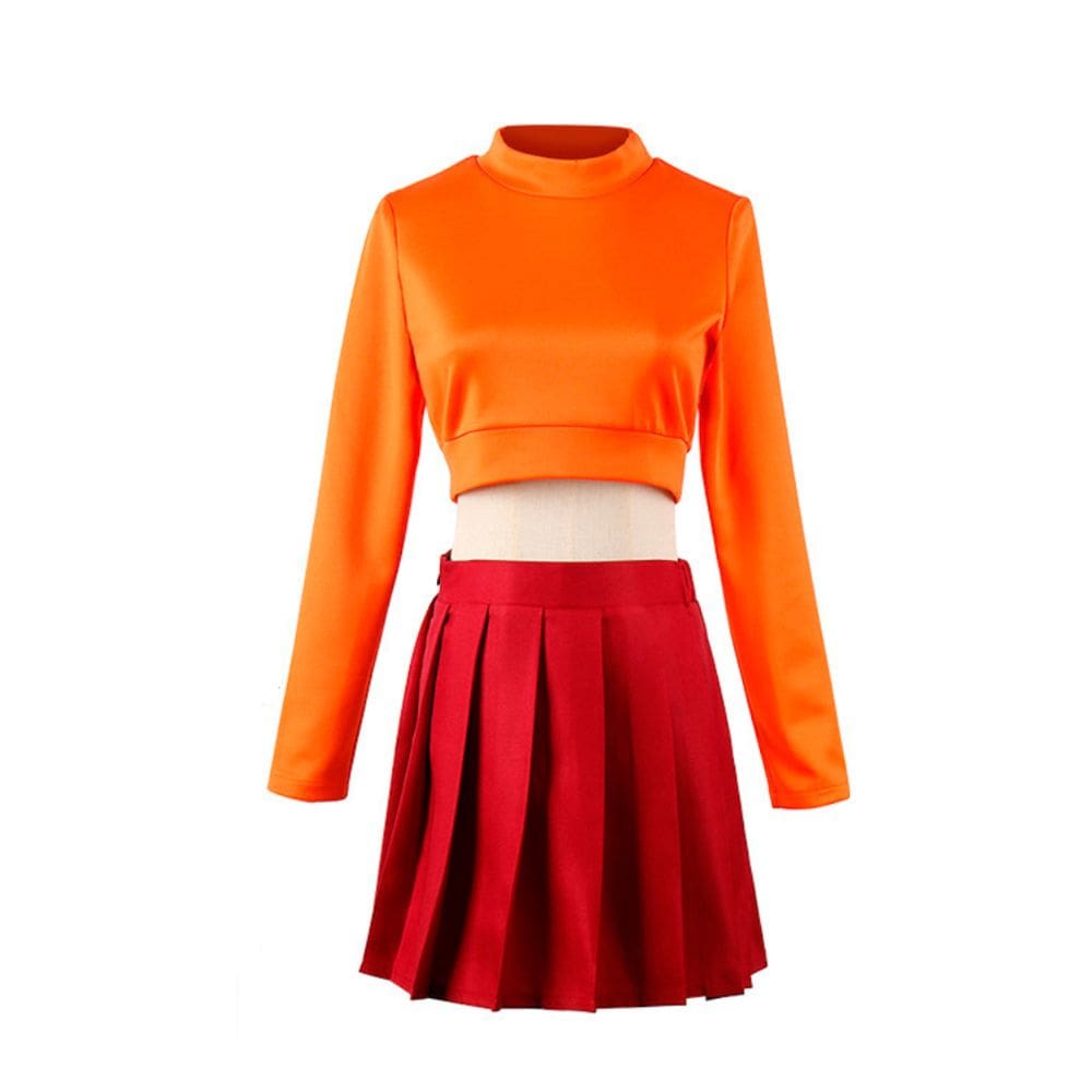 Traje de cosplay de anime ScoobysDoos, roupa de Halloween de Velma para