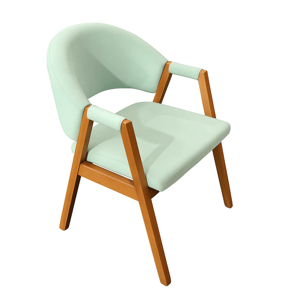 Cadeira Milano Estofada em Veludo com Base de Madeira Menta Liberty Móveis