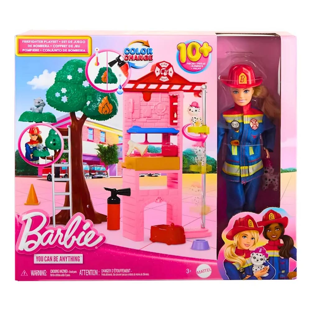 Boneca Barbie Profissões Conj Play Set Bombeira HRG55 Mattel