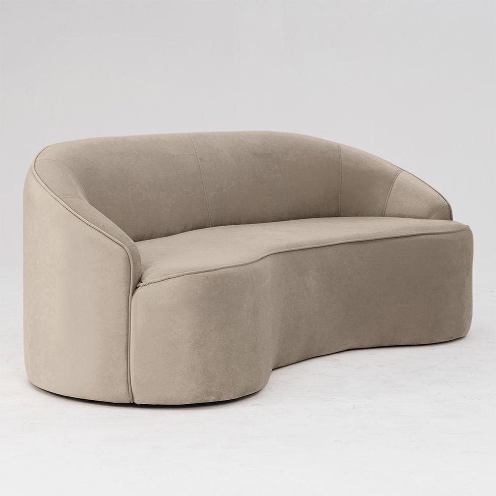 Sofá Curvo Montserrat 230cm 4 Lugares Veludo Bege Palha - Nexta Casa