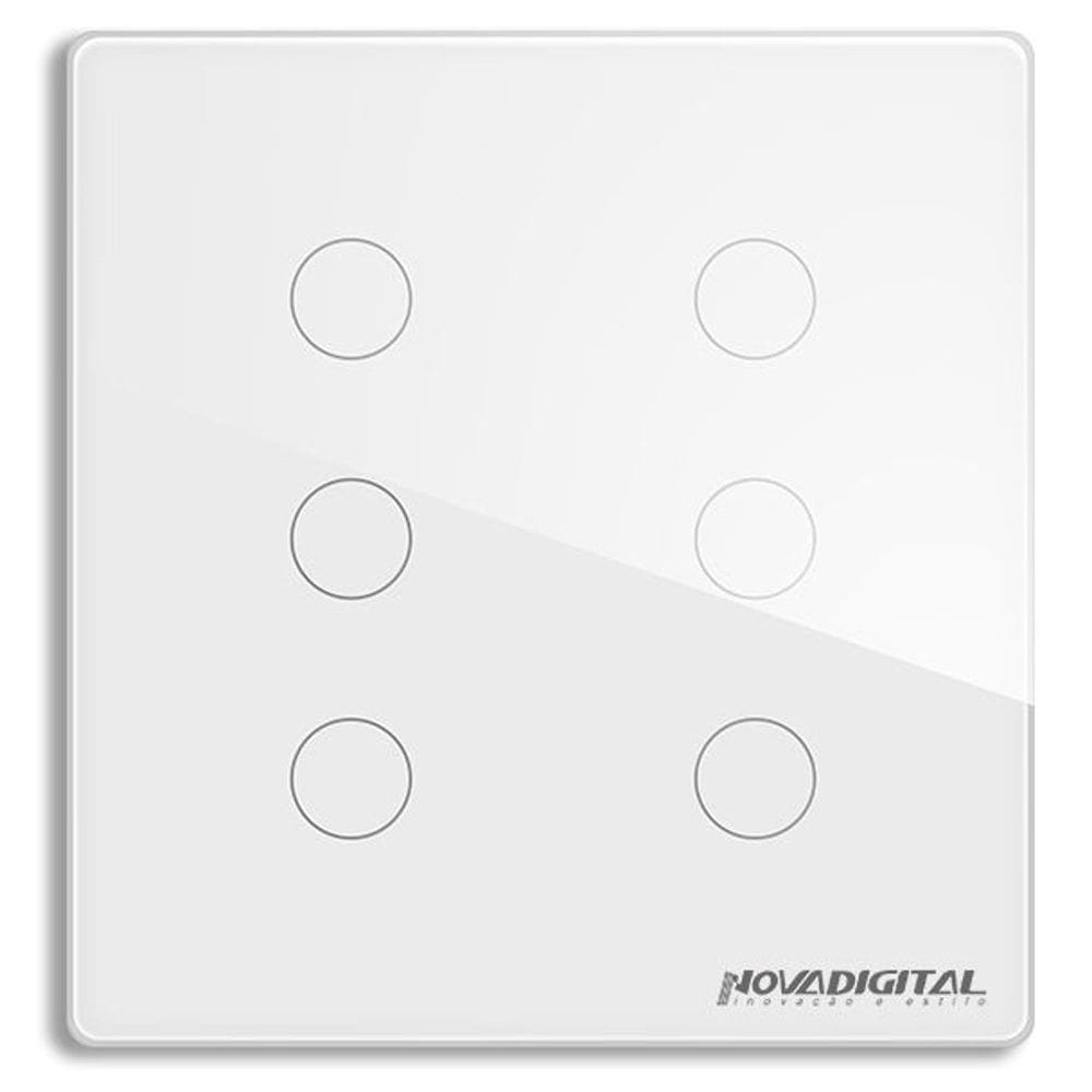 Interruptor Inteligente 4x4 Wi-Fi 6 botões Touch Alexa Google Home Smart Life NovaDigital Branco