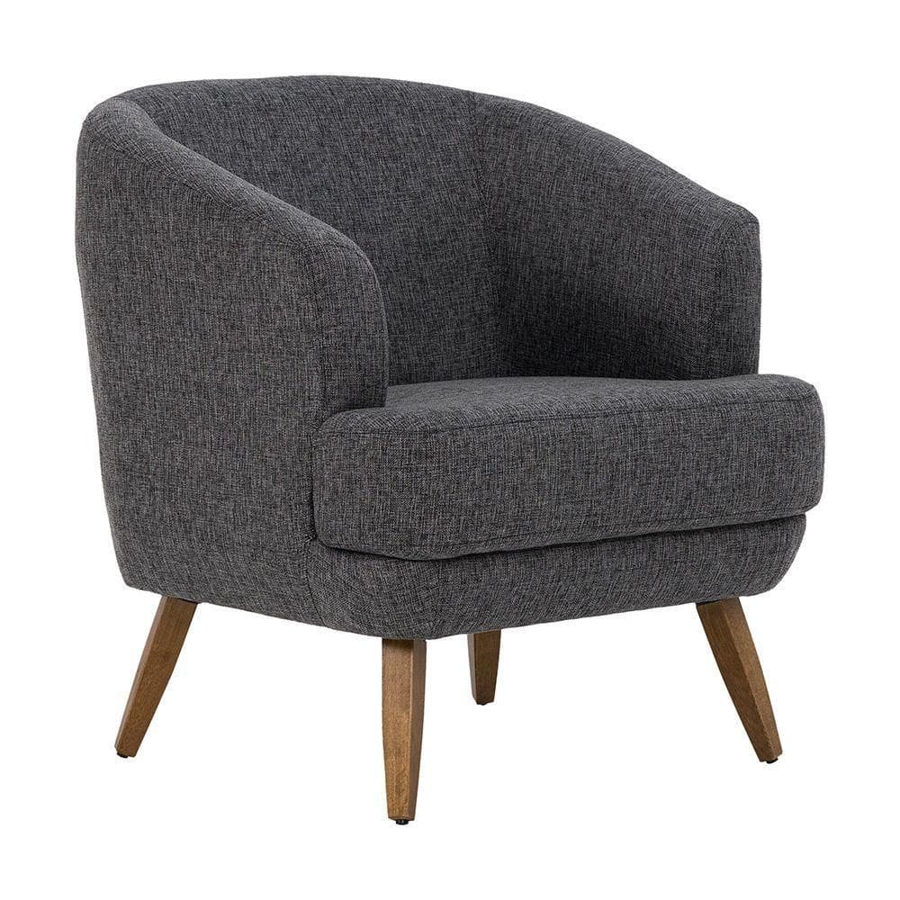 Poltrona Decorativa Tamara Pés Madeira Linho Mesclado Branco/cinza - Nexta Casa