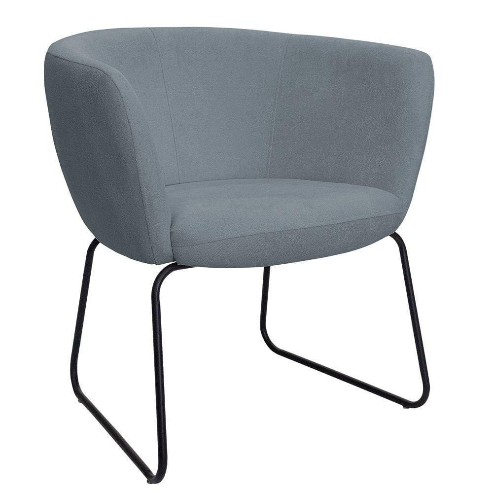 Poltrona Decorativa Isis Base Aço Preto Bouclé Azul Claro - Nexta Casa