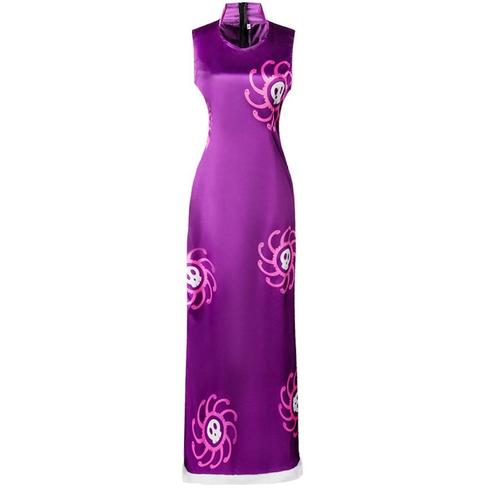 Traje de cosplay de anime Hancock, vestido longo roxo, Maxi Hallowe