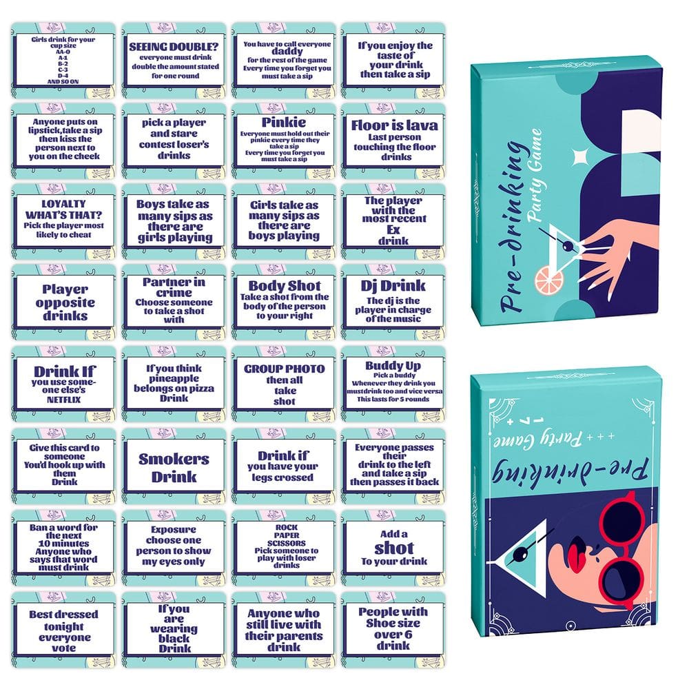 Cartões divertidos de desafio de beber antes de beber