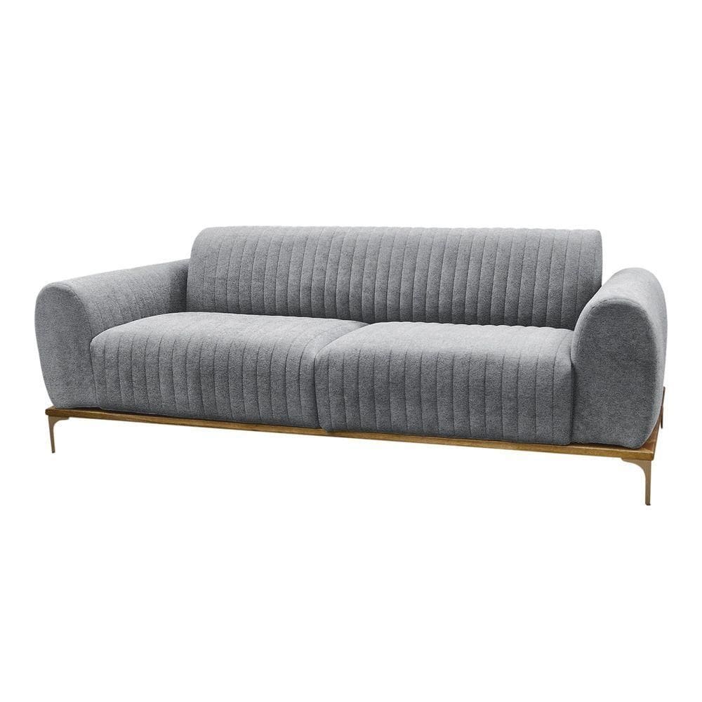 Sofá Molino 2 Lugares 180cm Pés Ouro Fosco Bouclé Cinza - Nexta Casa