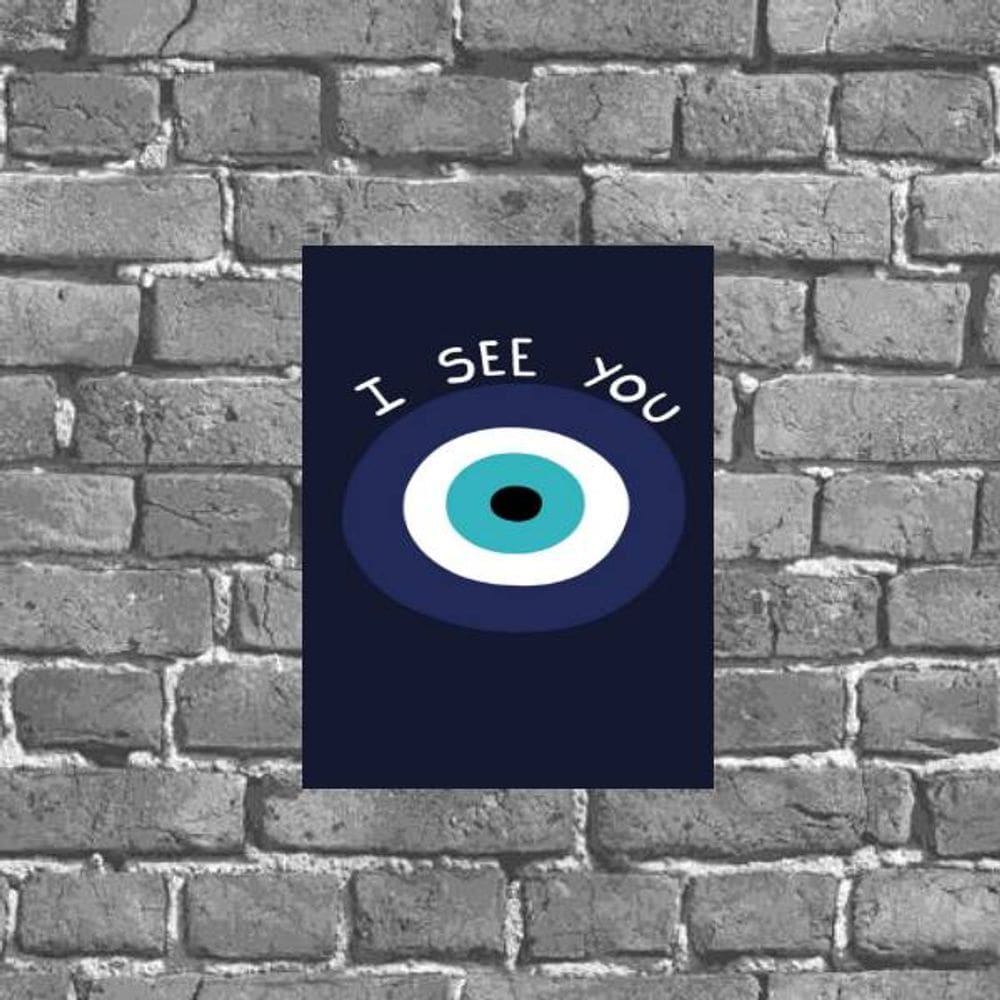 Placa Decorativa Olho Grego I See You 18x27cm