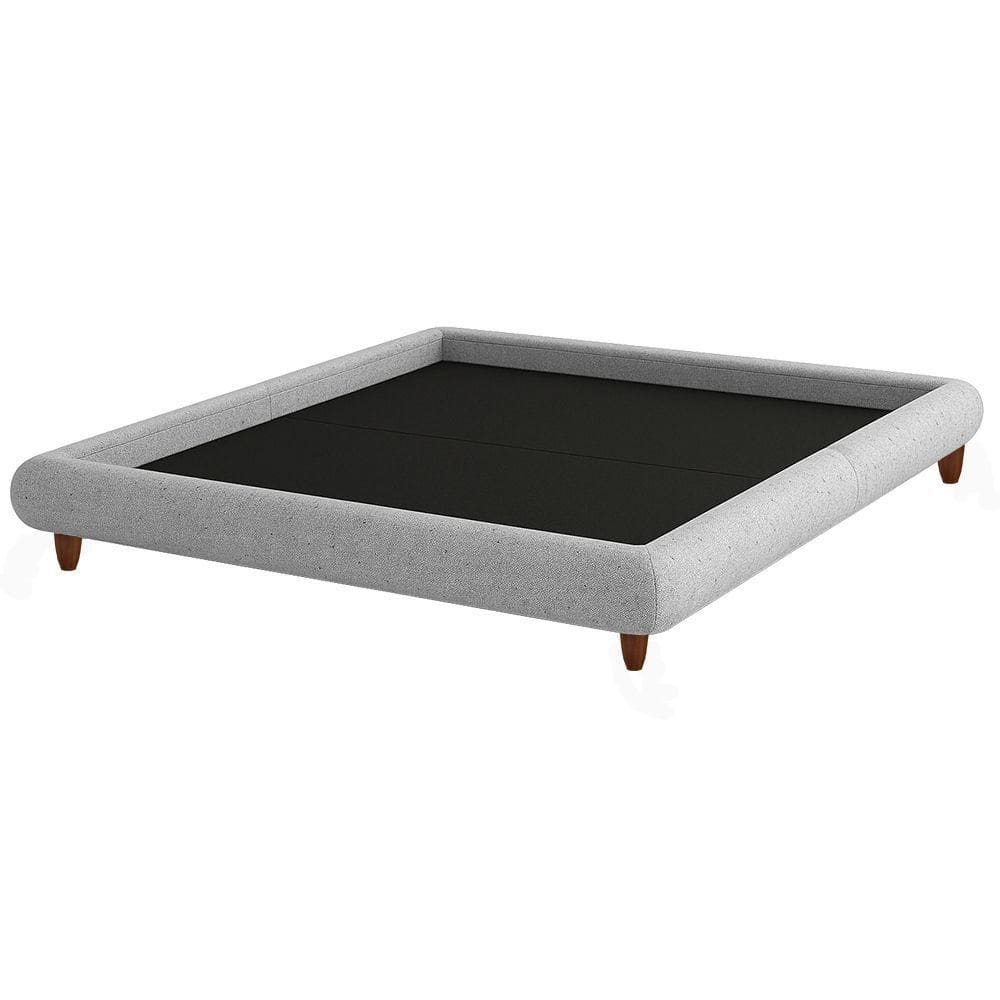 Cama King Base Box Pés Madeira 210cm Emma Linho Cinza Claro - Nexta Casa