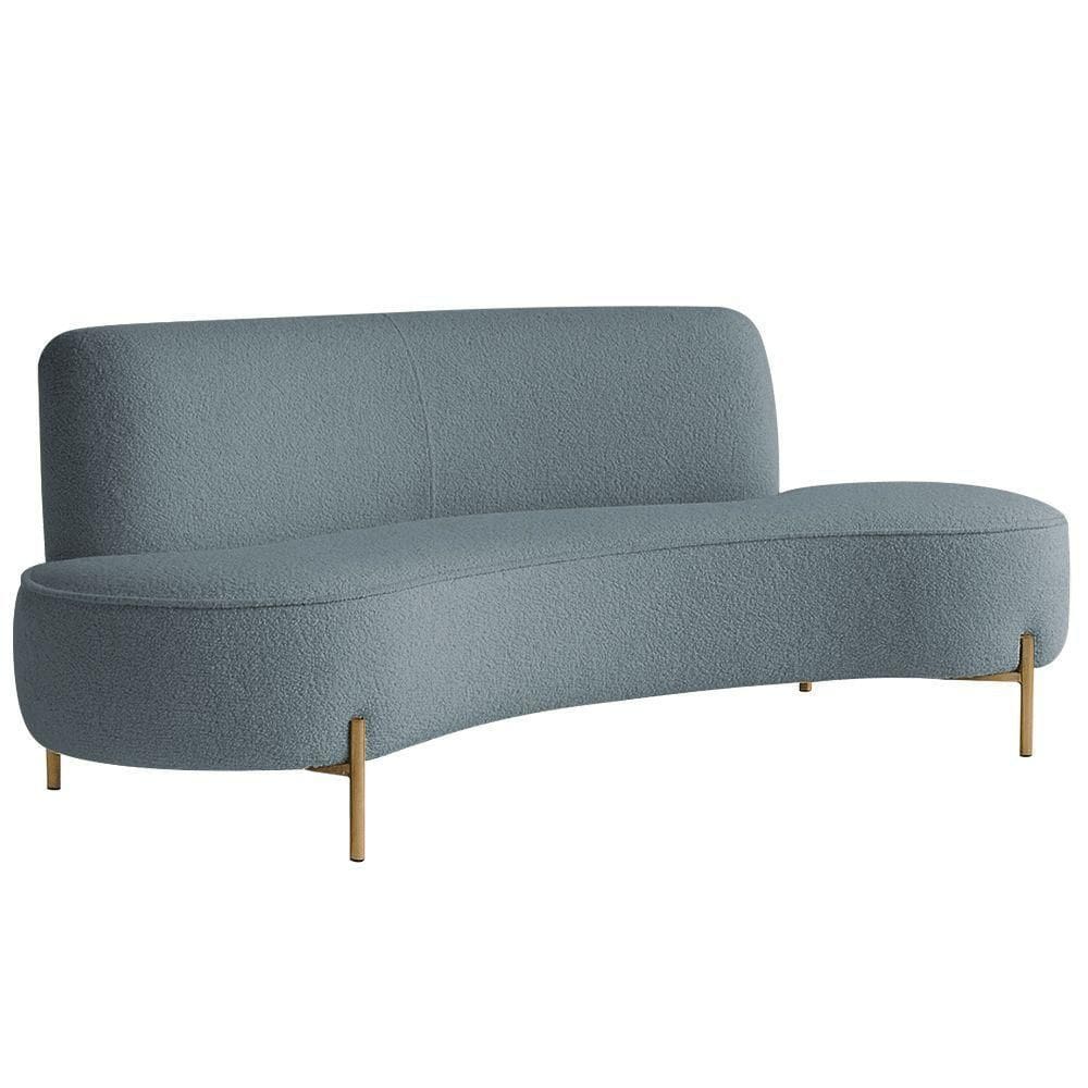 Sofá Orgânico 2 Lugares 150cm Argos Pés Ouro Fosco Bouclé Azul Claro - Nexta Casa