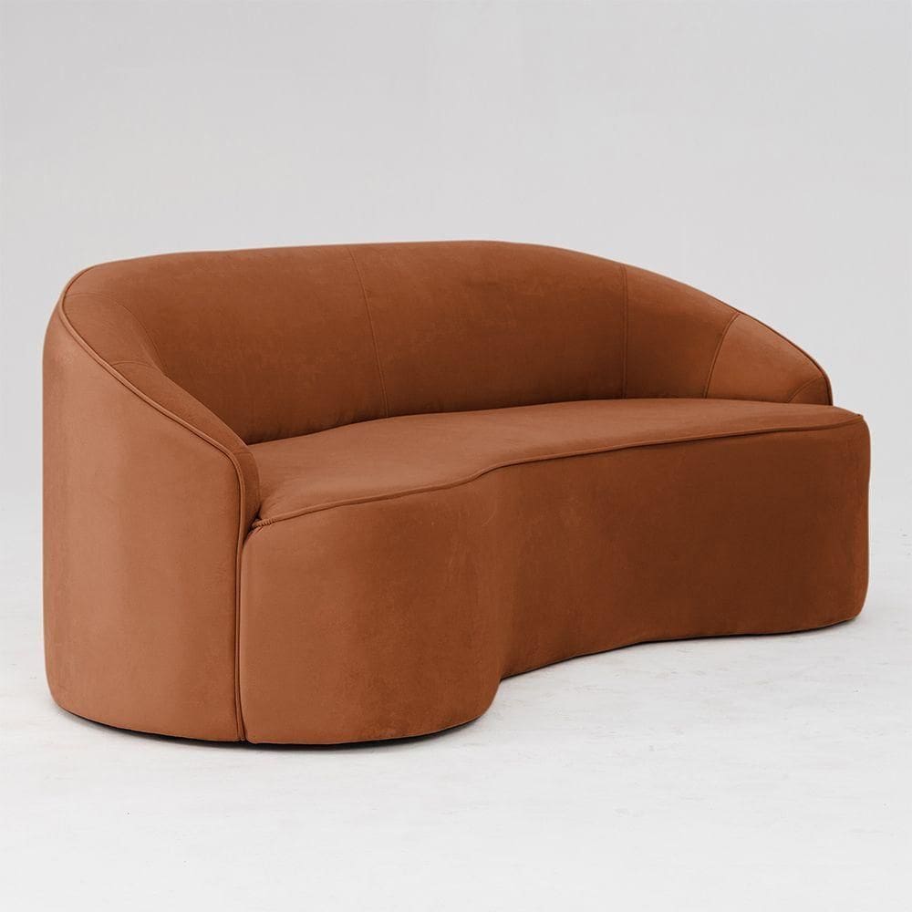Sofá Curvo Montserrat 230cm 04 Lugares Veludo Terracota - Nexta Casa