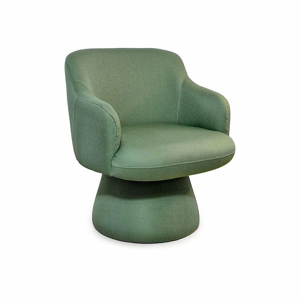 Poltrona Jade Base Cone Giratória Linho Verde - Nexta Casa