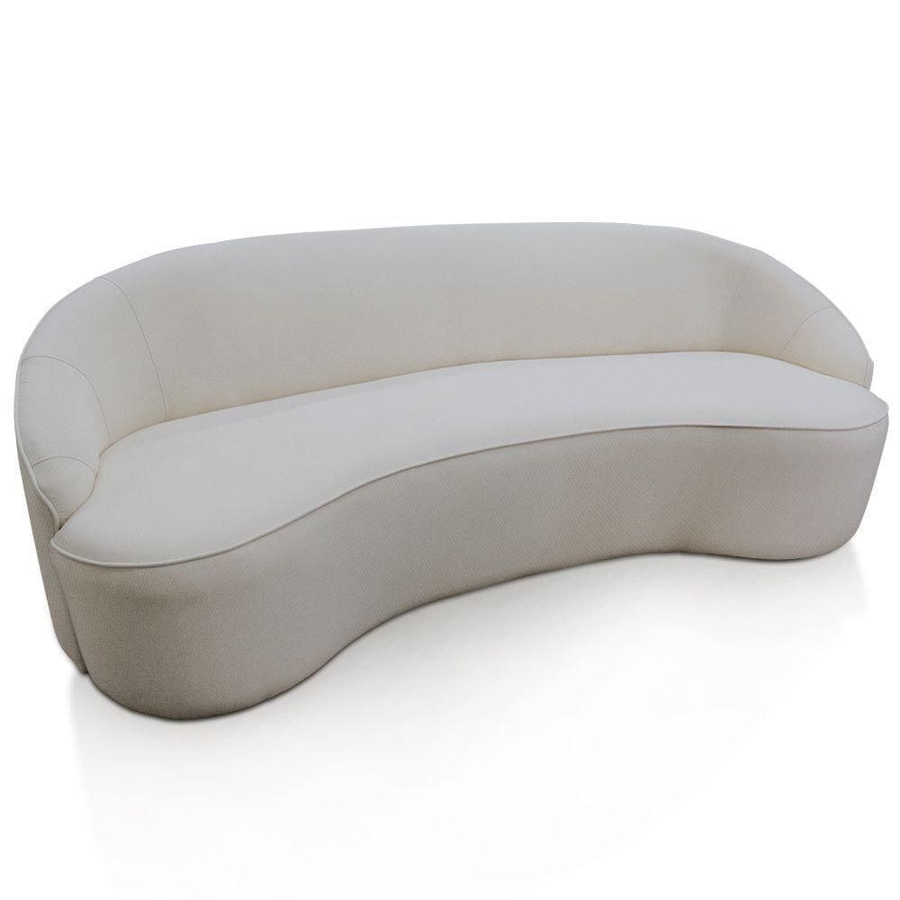 Sofá Curvo Montserrat 230cm 4 Lugares Linho Sintético Cru - Nexta Casa