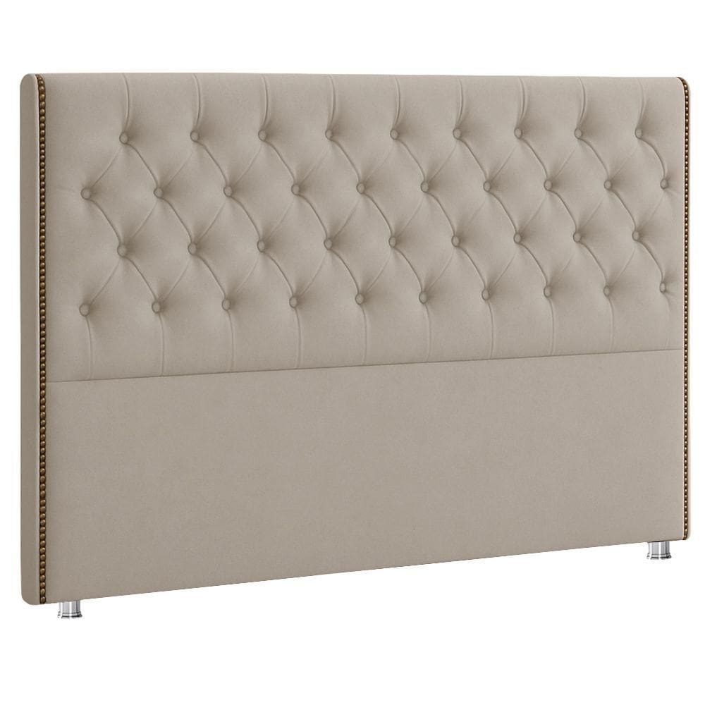 Cabeceira Casal King 195 Cm Flora Veludo Bege Claro - Nexta Casa