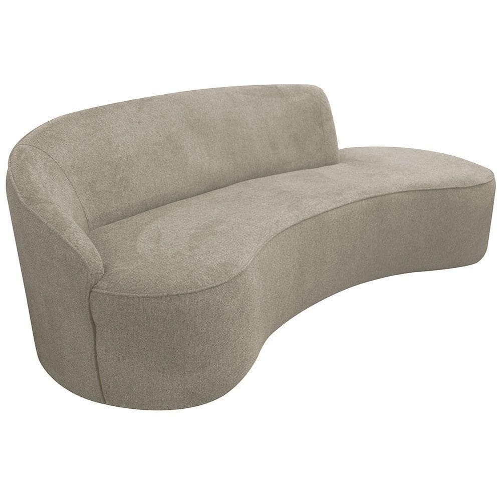 Sofá Curvo 04 Lugares 230cm Eron Braço Direito Suede Camurça Bege - Nexta Casa