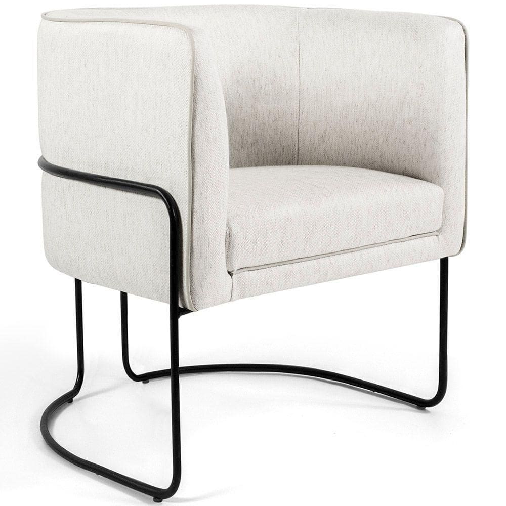 Poltrona Para Sala Betina Base Preto Viscolinho Off White - Nexta Casa