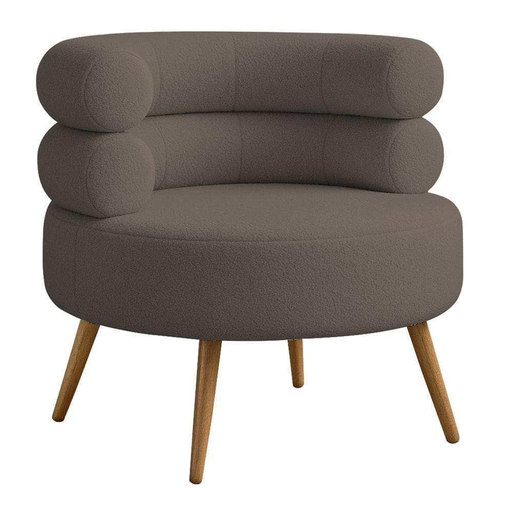 Poltrona Minimalista Mabel Pés Palito Castanho Bouclé Marrom - Nexta Casa