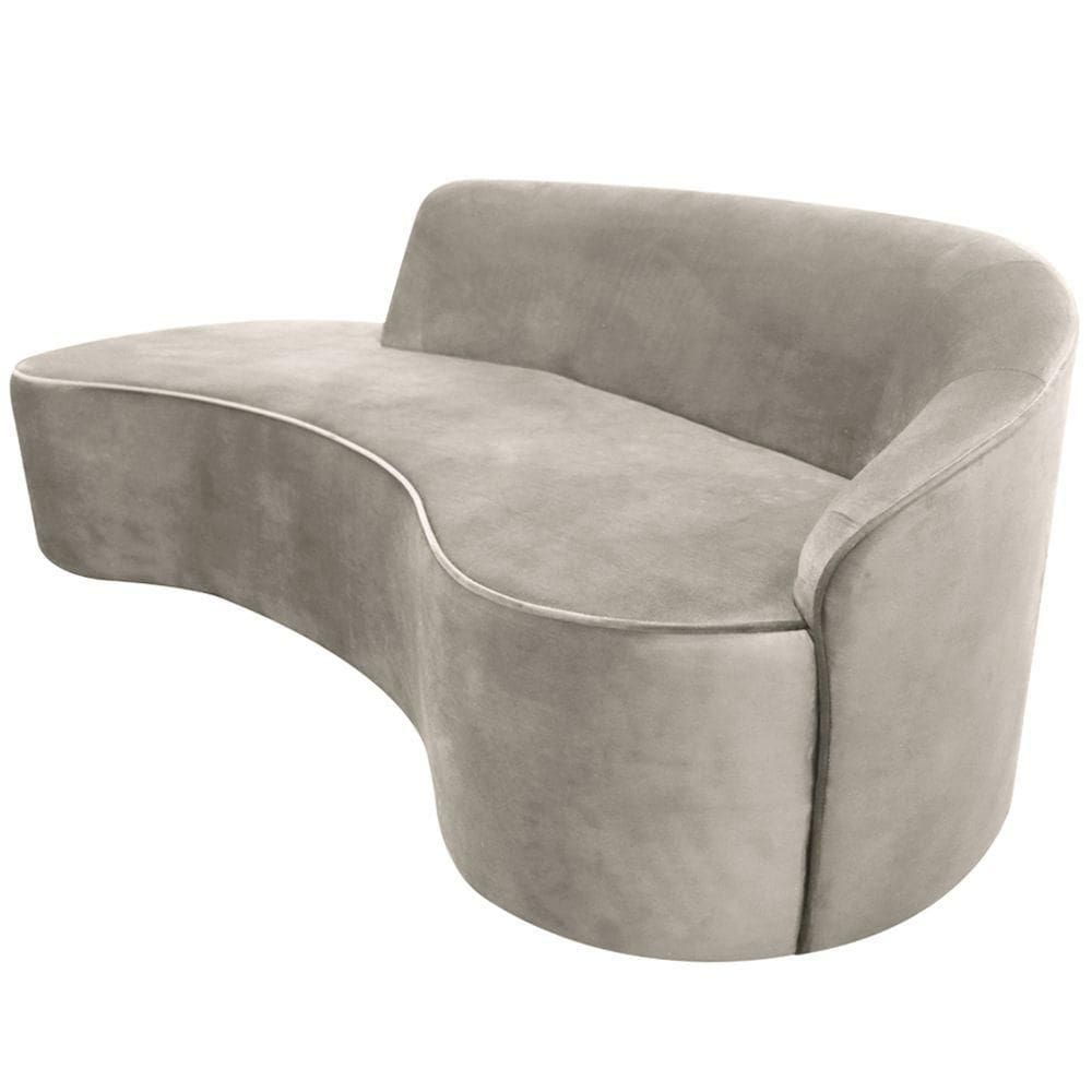 Sofá Curvo 03 Lugares 210cm Eron Braço Esquerdo Veludo Perfectly Pale - Nexta Casa