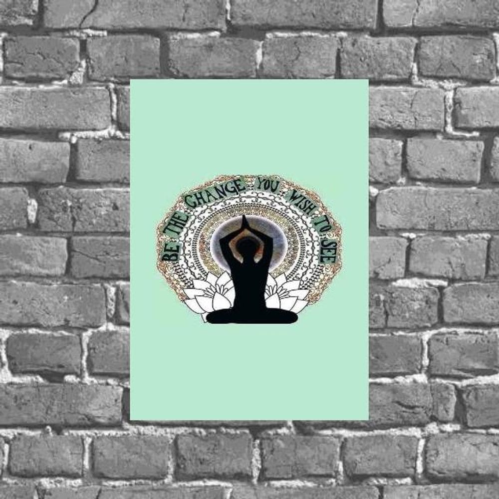 Placa Decorativa Yoga Be The Change 18x27cm
