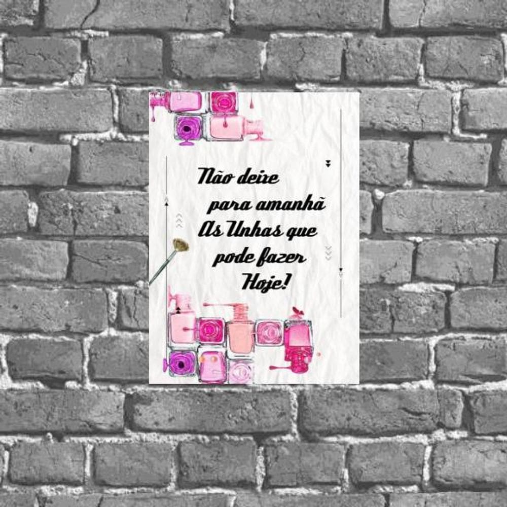 Placa Decorativa Fazer As Unhas Frase 18x27cm