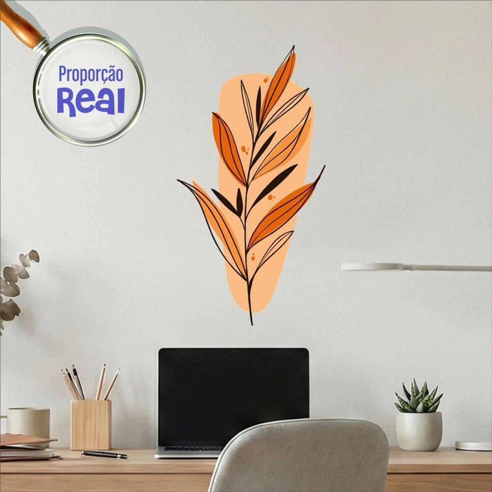 Adesivo Floral Boho Laranja Estilo Nórdico 31x60 Minimalista Mod.03