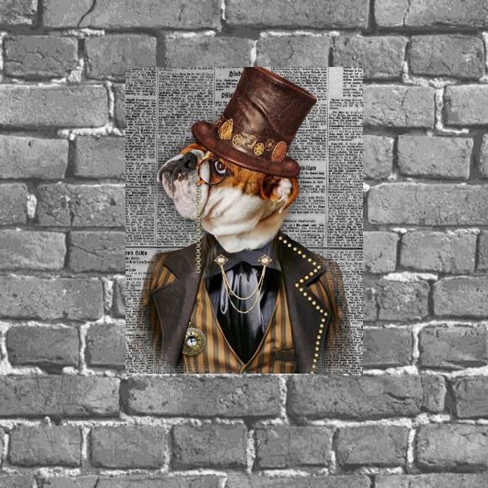 Placa Decorativa Bulldog Inglês Vintage 18x27cm