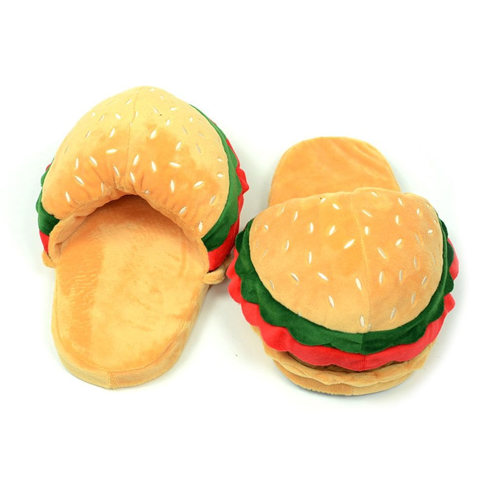 Chinelos Funny Cartoon Hamburger Plush Warm House Slipper
