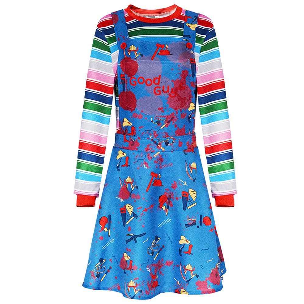 Childs Plays Chucky`s Dress Fantasia de cosplay Cosplay de Halloween