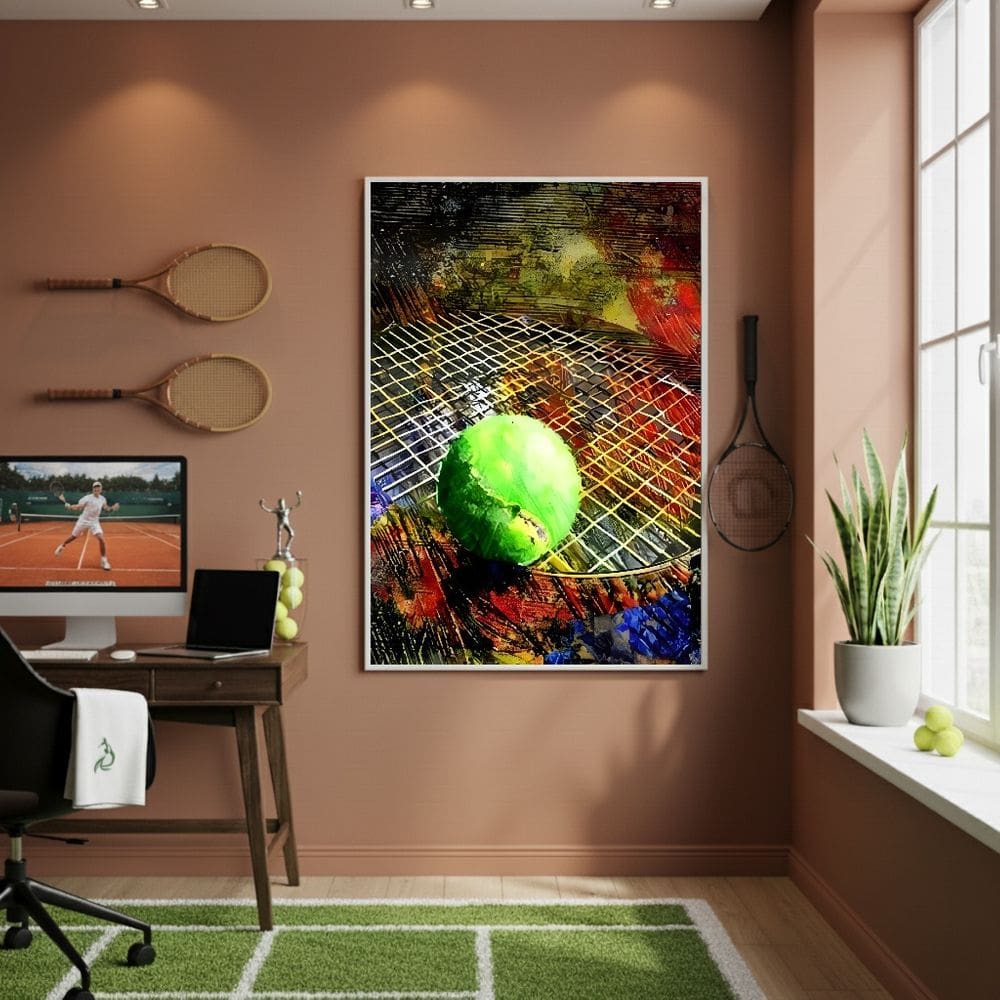 Quadro Decorativo Arte Bola De Tênis-70x50cm Mold Branca