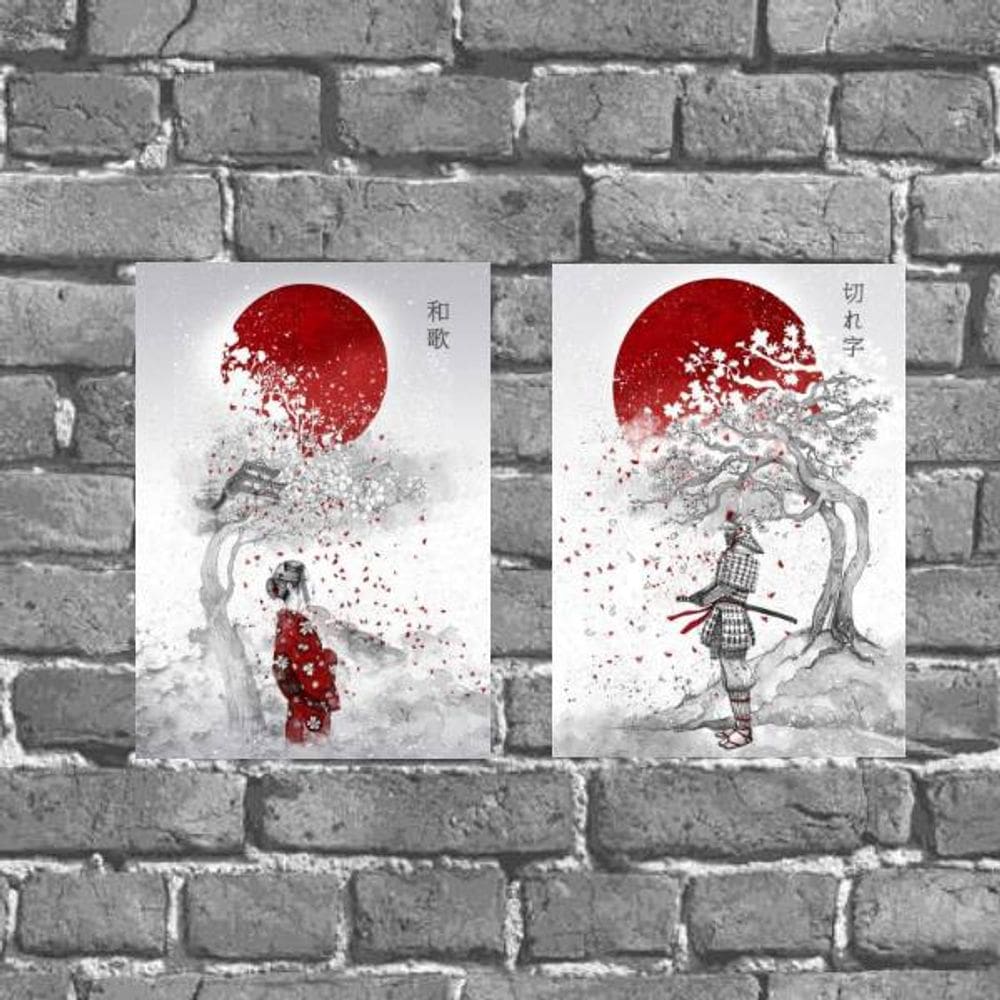 Kit 2 Placas Decorativas Japonesas 18x27cm