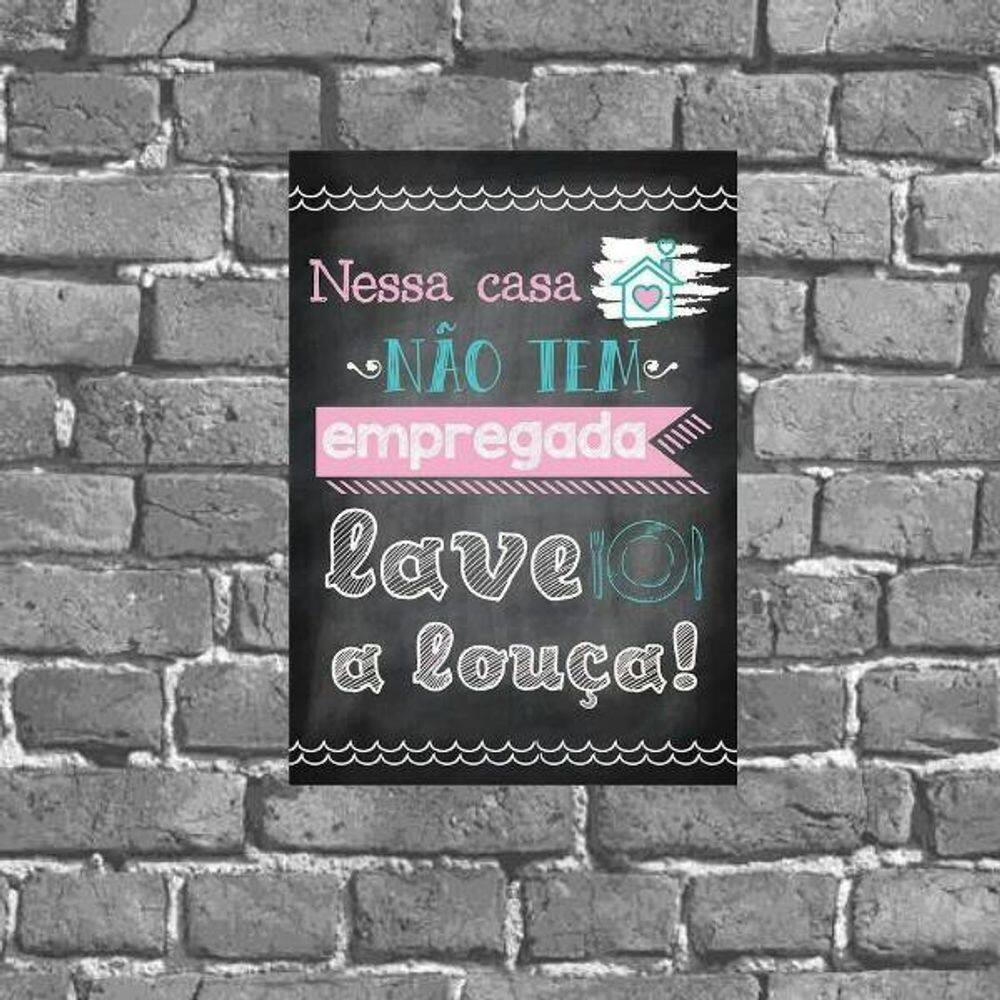 Placa Decorativa Aviso Lave Sua Louça 18x27cm