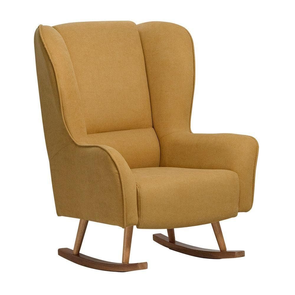 Poltrona De Amamentação Lily Balanço Milka Linho Mostarda - Nexta Casa