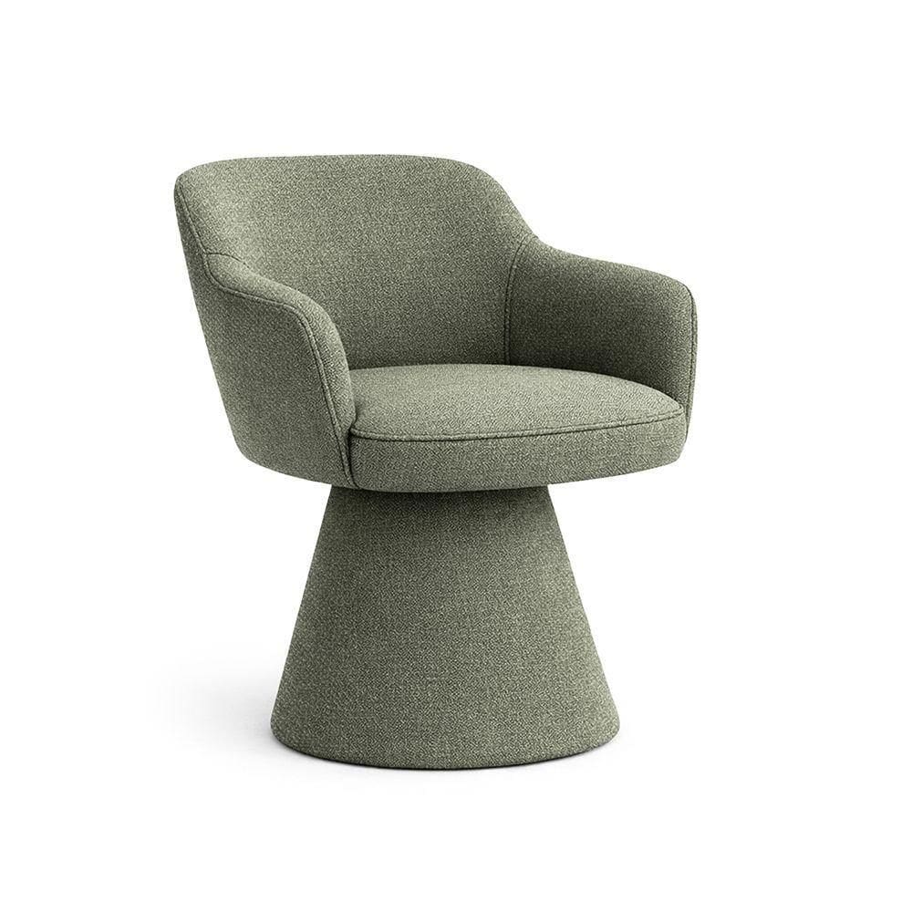 Cadeira De Mesa De Jantar Jade Base Cone Giratória Linho Verde - Nexta Casa