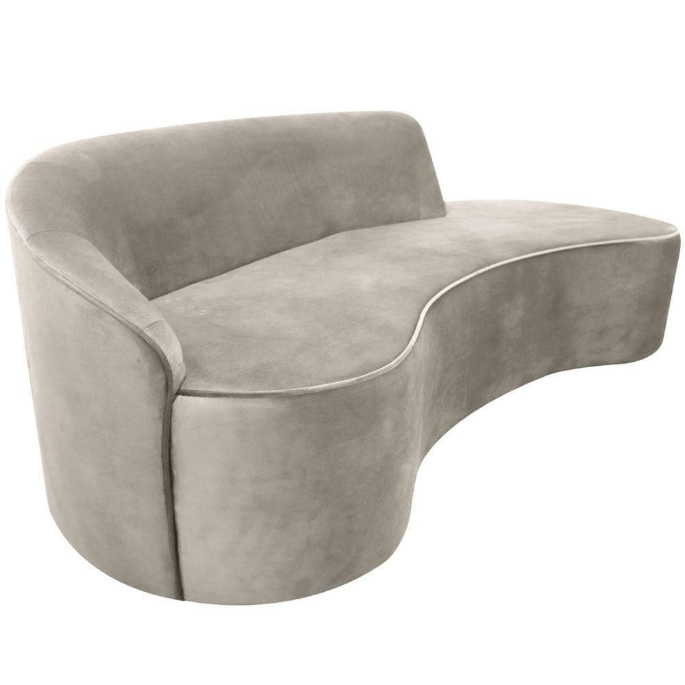 Sofá Curvo 03 Lugares 180cm Eron Braço Direito Veludo Perfectly Pale - Nexta Casa